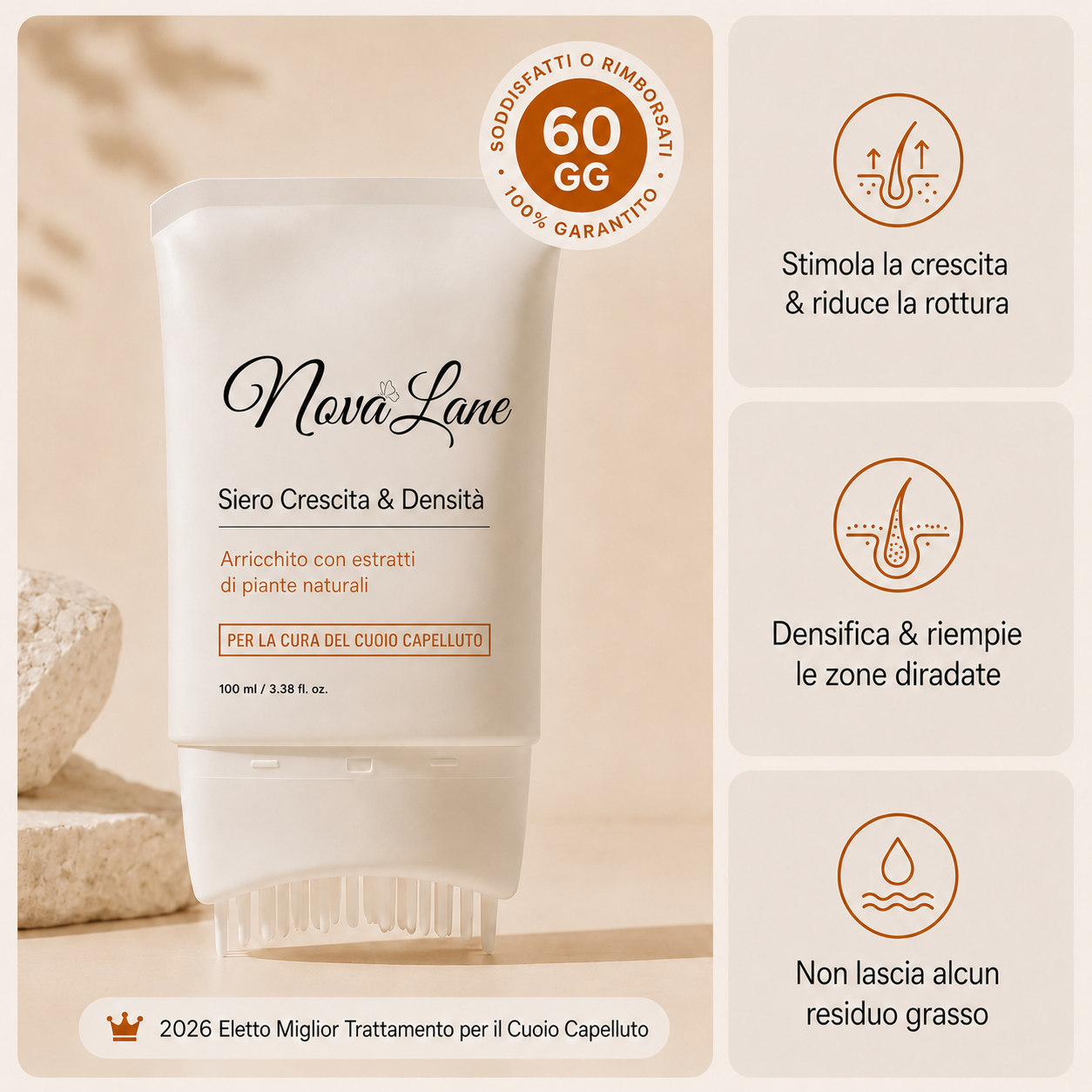 Siero Coreano Ricrescita Capelli Donna con Applicatore Massaggiante